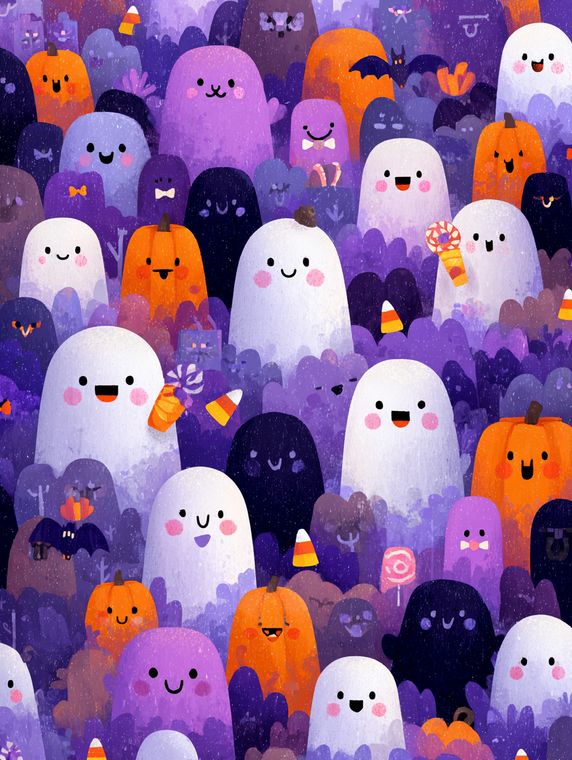 Cute Ghost Parade Vinyl Car Decal Sticker – Waterproof & UV-Resistant 4.1066666666666665"