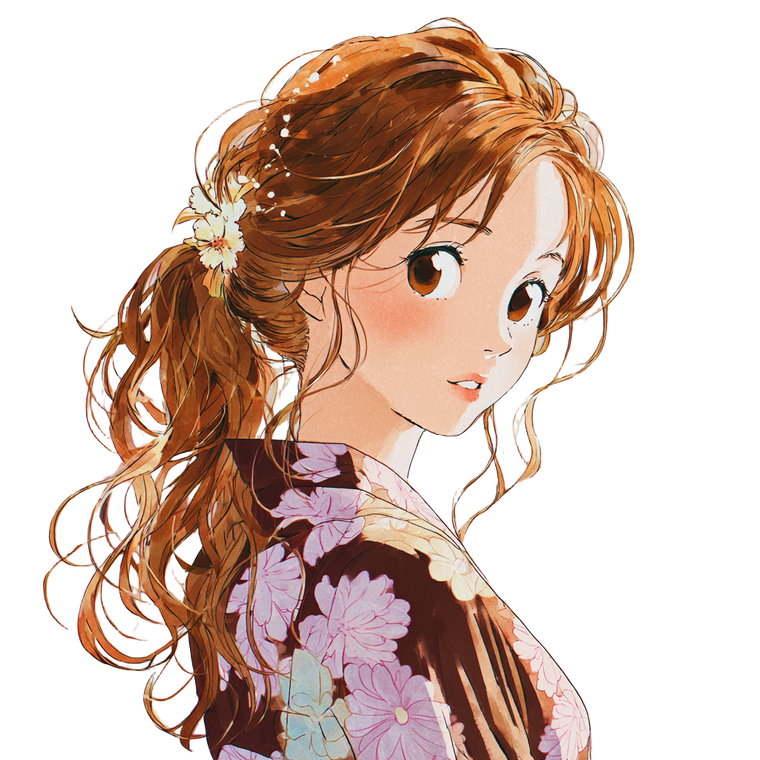 Floral Yukata Beauty Vinyl Car Decal Sticker – Waterproof & UV-Resistant 6.826666666666667"