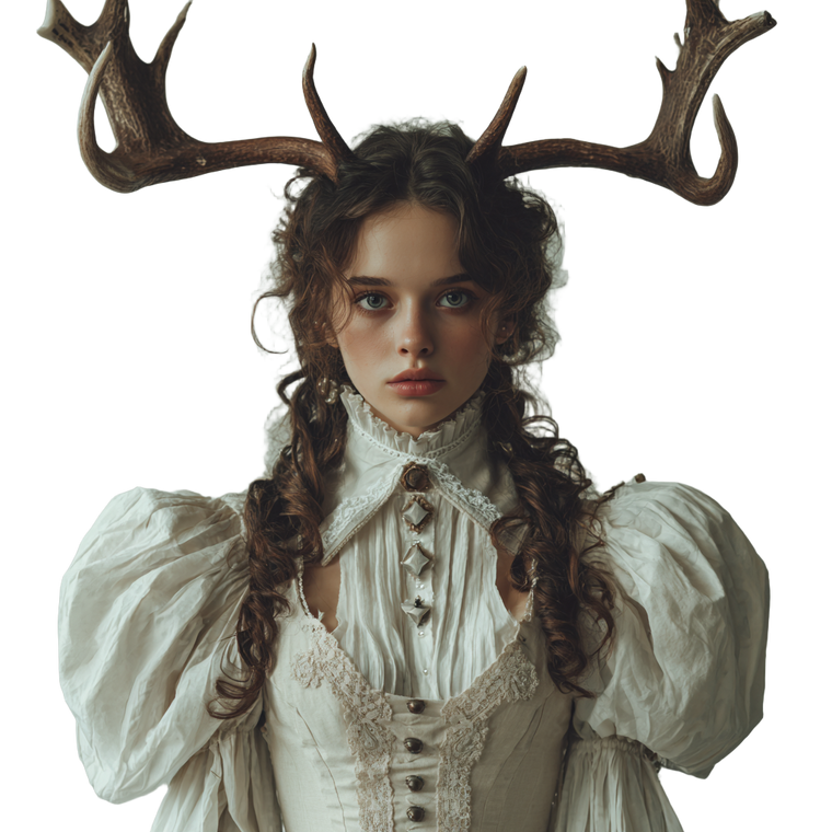 Antlered Victorian Woman Vinyl Car Decal Sticker – Waterproof & UV-Resistant 6.826666666666667"