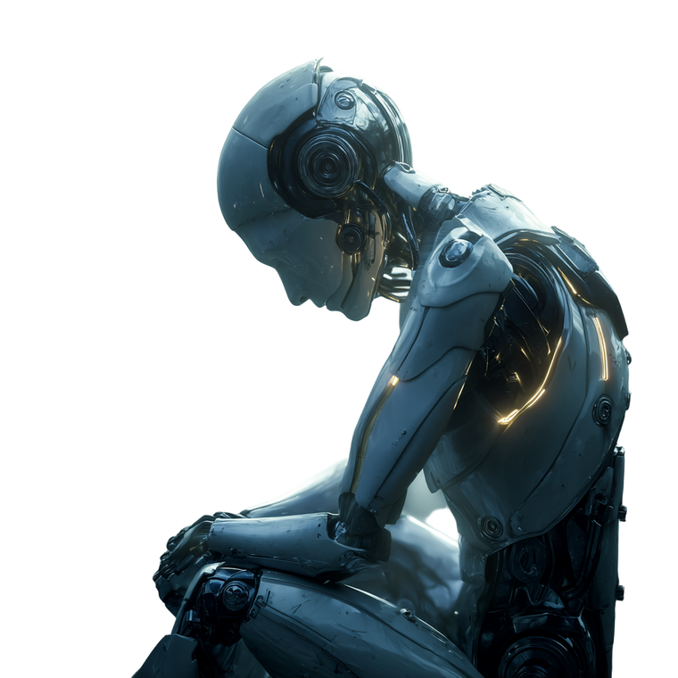 Contemplative Humanoid Robot Vinyl Car Decal Sticker – Waterproof & UV-Resistant 6.826666666666667"