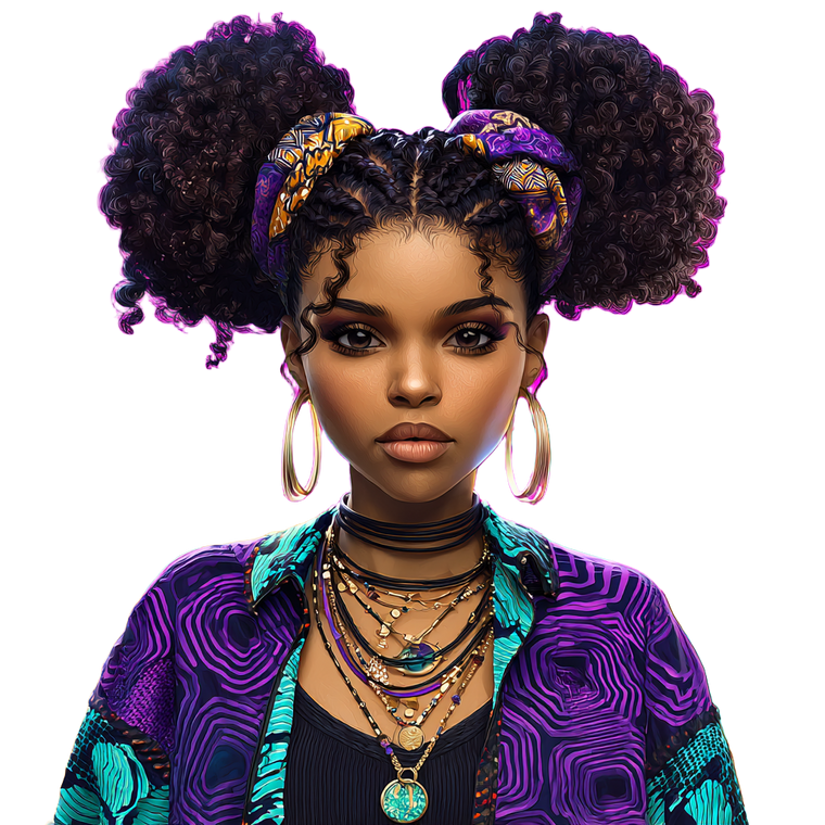 Stylish Afro Puffs Portrait Vinyl Car Decal Sticker – Waterproof & UV-Resistant 3.4133333333333336"