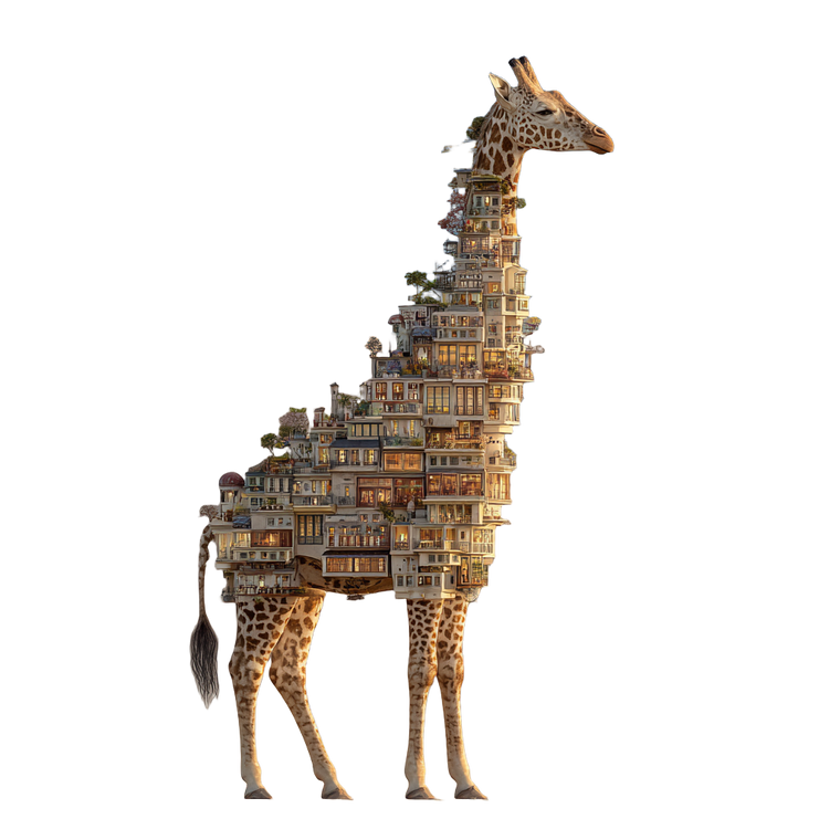 Giraffe Apartment Hybrid Vinyl Car Decal Sticker – Waterproof & UV-Resistant 3.4133333333333336"