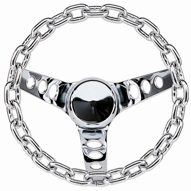 Grant Classic Series Steering Wheel | 3 Spoke Chrome Chain Grip | Unique Look for Show Cars/Cruisers