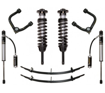 Fits 2005-2022 Toyota Tacoma Icon Vehicle Dynamics Lift Kit Suspension K53003T Stage 3; 0 To 3-1/2 Inch Front Lift; 1-1/2 Inch Rear Lift; Black Components/Silver Shock Absorbers