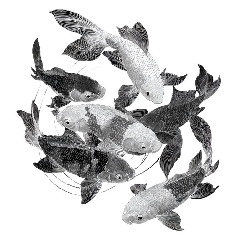 Elegant Koi Illustration Vinyl Car Decal Sticker – Waterproof & UV-Resistant 6.826666666666667"
