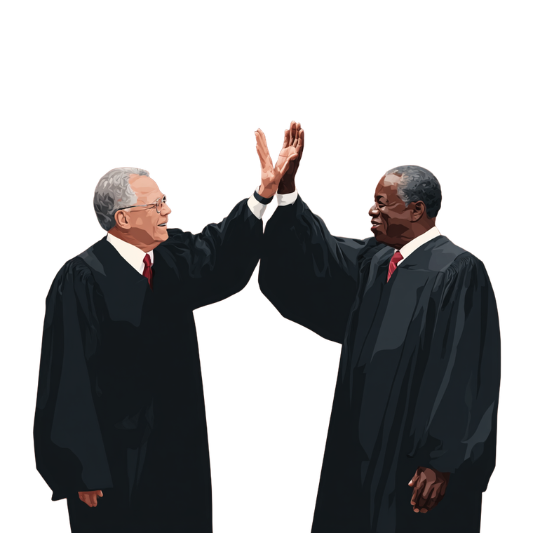 Justices High-Fiving Vinyl Car Decal Sticker – Waterproof & UV-Resistant 3.4133333333333336"