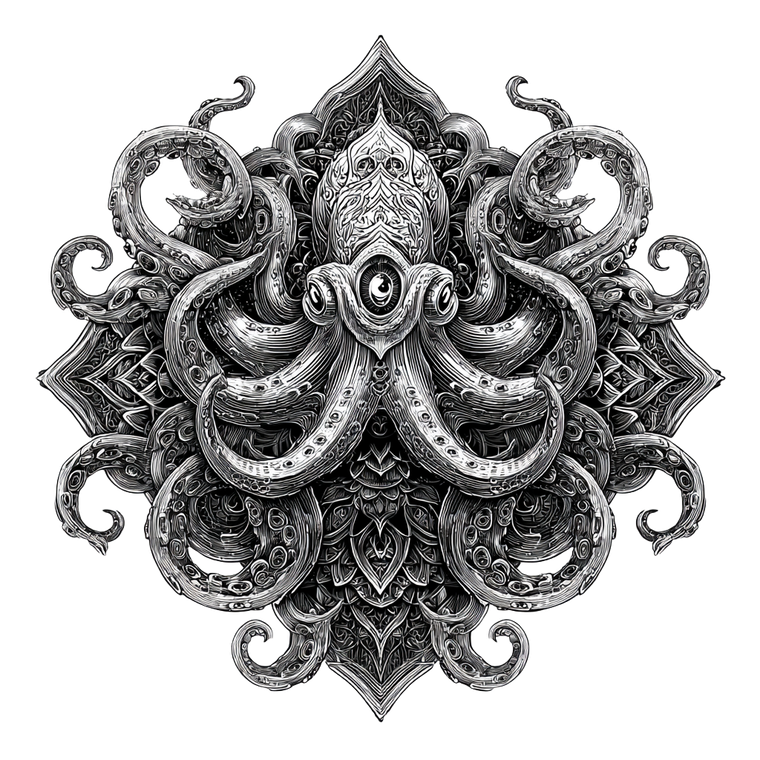 Tribal Kraken Design Vinyl Car Decal Sticker – Waterproof & UV-Resistant 3.4133333333333336"