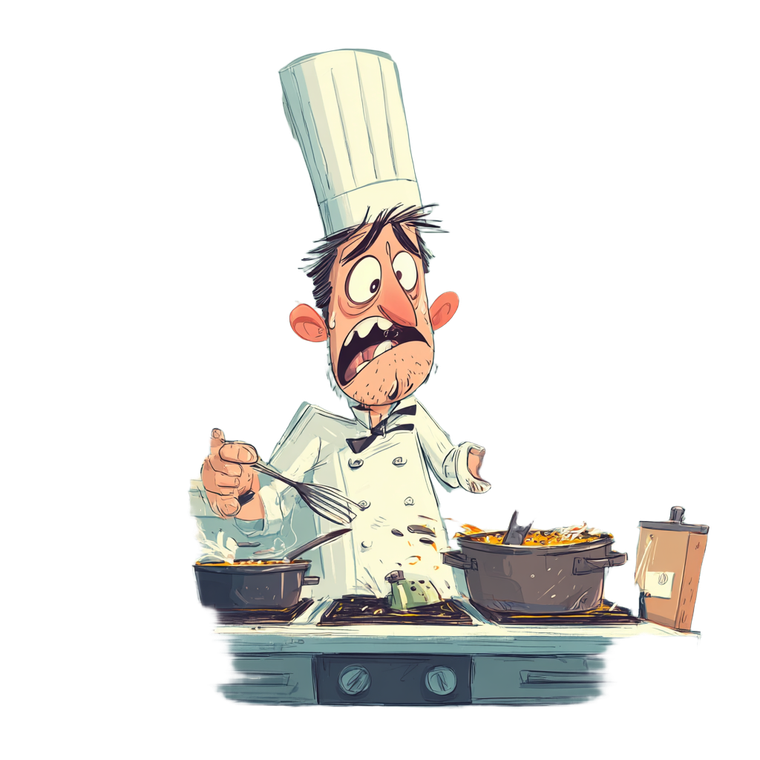 Stressed Cartoon Chef Vinyl Car Decal Sticker – Waterproof & UV-Resistant 3.4133333333333336"