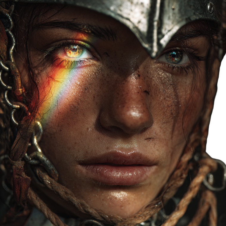 Rainbow-Eyed Warrior Vinyl Car Decal Sticker – Waterproof & UV-Resistant 6.826666666666667"