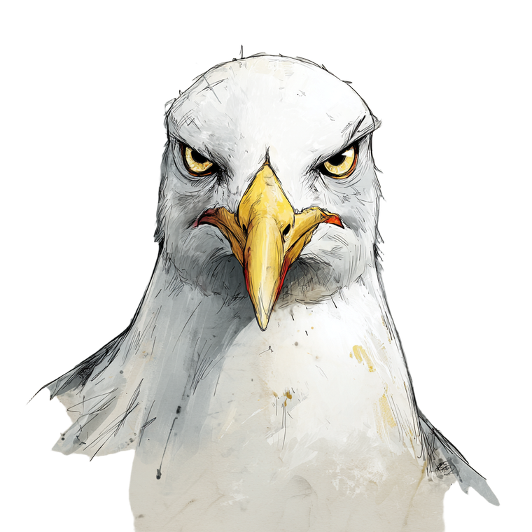 Angry Seagull Vinyl Car Decal Sticker – Waterproof & UV-Resistant 3.4133333333333336"