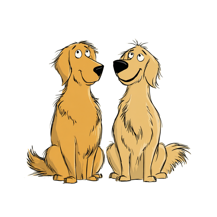 Cartoon Golden Retrievers Vinyl Car Decal Sticker – Waterproof & UV-Resistant 3.4133333333333336"