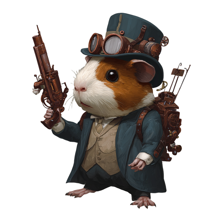Steampunk Guinea Pig Vinyl Car Decal Sticker – Waterproof & UV-Resistant 3.4133333333333336"