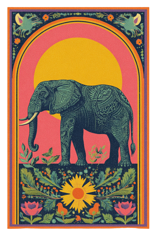 Psychedelic Elephant Vinyl Car Decal Sticker – Waterproof & UV-Resistant 8.96"