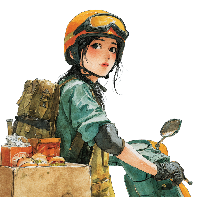 Food Delivery Woman V2 Vinyl Car Decal Sticker – Waterproof & UV-Resistant 3.4133333333333336"