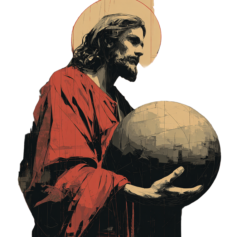 Jesus With Sphere Vinyl Car Decal Sticker – Waterproof & UV-Resistant 6.826666666666667"