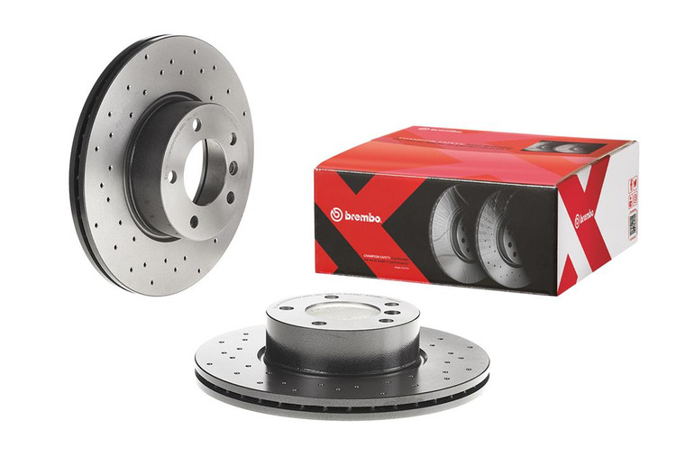 Brembo Xtra Vented Cross Drilled One Piece Brake Rotor | Sporty Look, ECE-R90 Certified, High Carbon Cast Iron