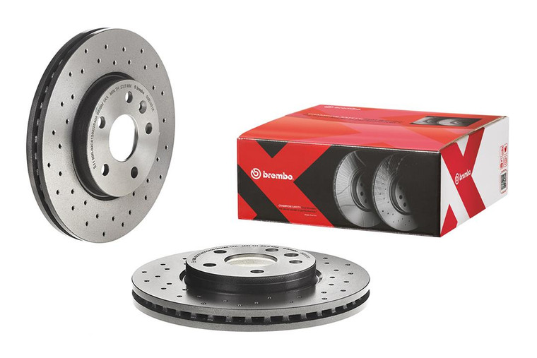 Sporty | Brembo 1 Piece Vented Cross Drilled Brake Rotor | Fits Chevy Cruze Sonic 2011-2020