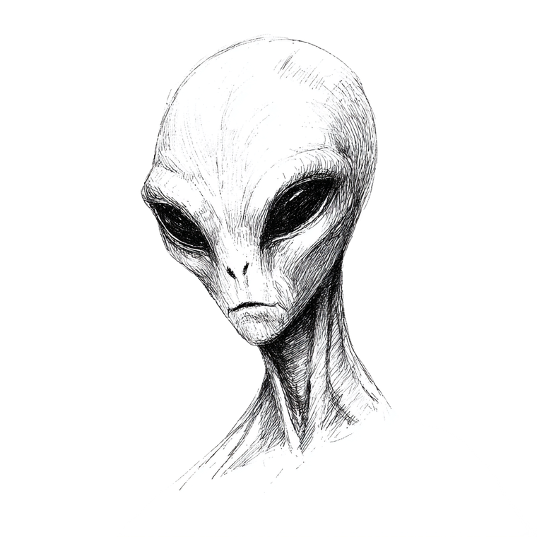 Alien Sketch Vinyl Car Decal Sticker – Waterproof & UV-Resistant 3.4133333333333336"