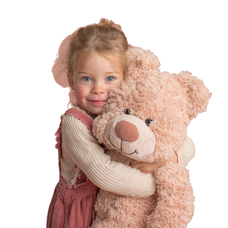 Joyful Girl With Teddy Vinyl Car Decal Sticker – Waterproof & UV-Resistant 6.826666666666667"