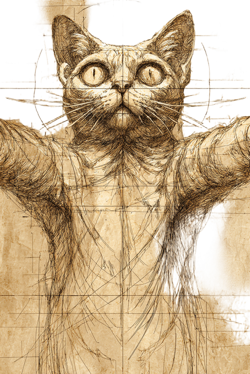 Vitruvian Cat V2 Vinyl Car Decal Sticker – Waterproof & UV-Resistant 4.4