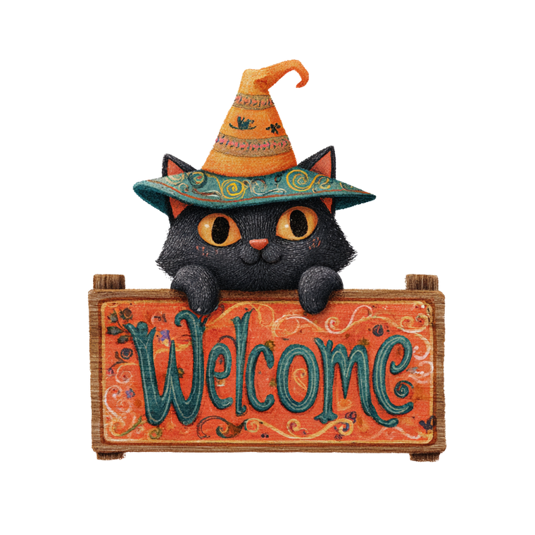 Witch Cat Sign Vinyl Car Decal Sticker – Waterproof & UV-Resistant 3.4133333333333336"