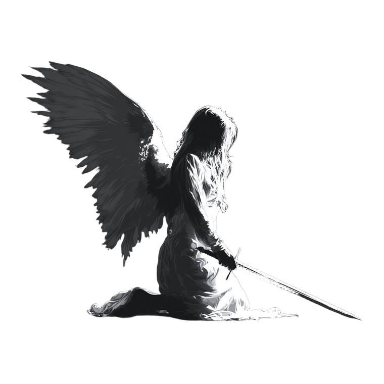 Angel With Sword V21 Vinyl Car Decal Sticker – Waterproof & UV-Resistant 3.4133333333333336"