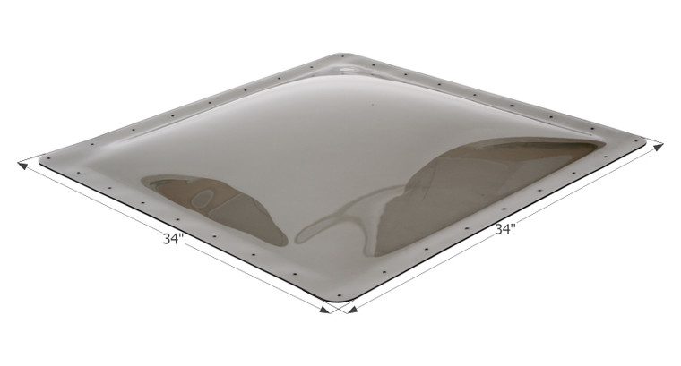 Icon Skylight 12115 4 Inch High Bubble Type Dome; Square; For 30 Inch Length x 30 Inch Width Opening; 34 Inch Length x 34 Inch Width Flange; Smoke; Polycarbonate; Without Blind; Single