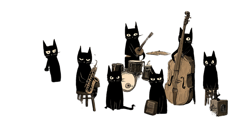 Jazz Rehearsal Cats Vinyl Car Decal Sticker – Waterproof & UV-Resistant 2.72"