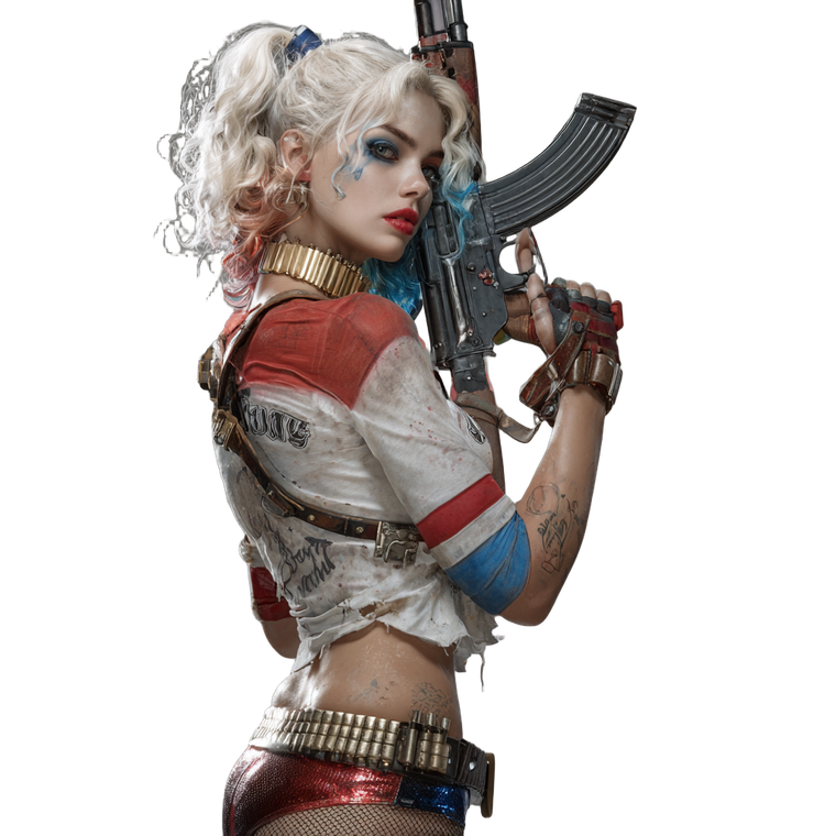 Harley Quinn Armed Vinyl Car Decal Sticker – Waterproof & UV-Resistant 3.4133333333333336"
