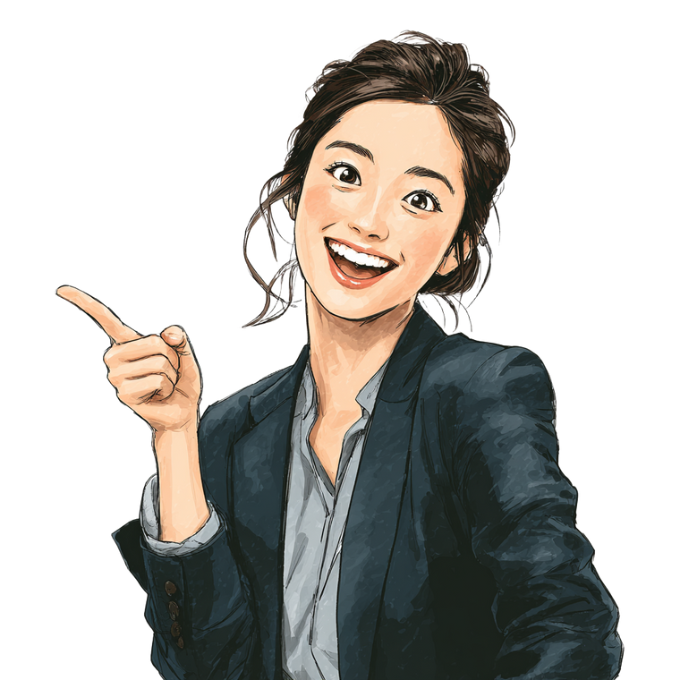 Smiling Businesswoman Pointing Vinyl Car Decal Sticker – Waterproof & UV-Resistant 6.826666666666667"