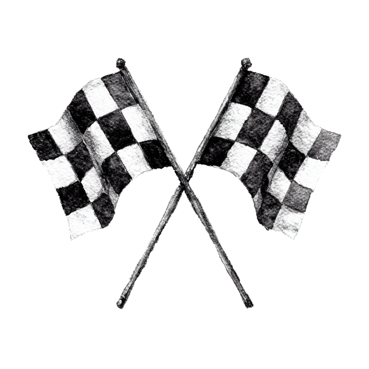 Cartoon Checkered Flags Vinyl Car Decal Sticker – Waterproof & UV-Resistant 3.4133333333333336"