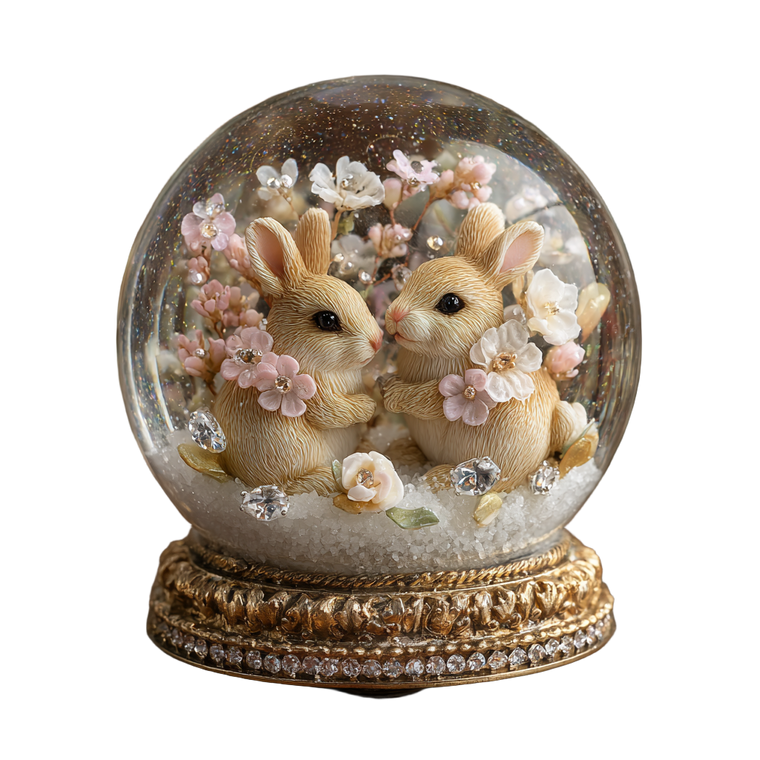 Snow Globe Bunnies Vinyl Car Decal Sticker – Waterproof & UV-Resistant 6.826666666666667"