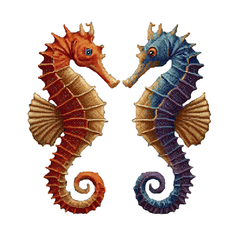 8Bit Seahorses Vinyl Car Decal Sticker – Waterproof & UV-Resistant 3.4133333333333336"