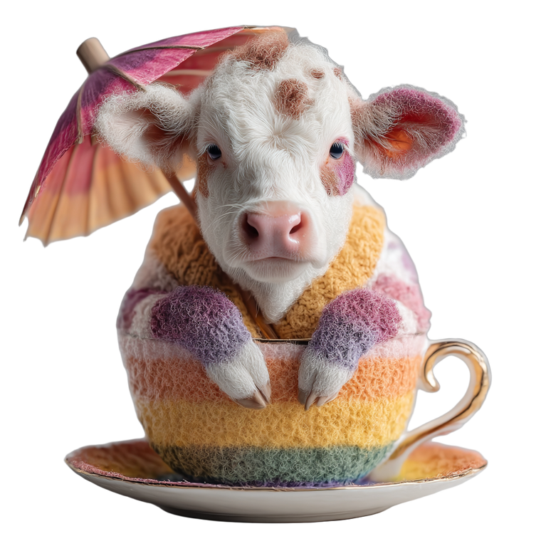 Colorful Cow Parasol Vinyl Car Decal Sticker – Waterproof & UV-Resistant 3.4133333333333336"