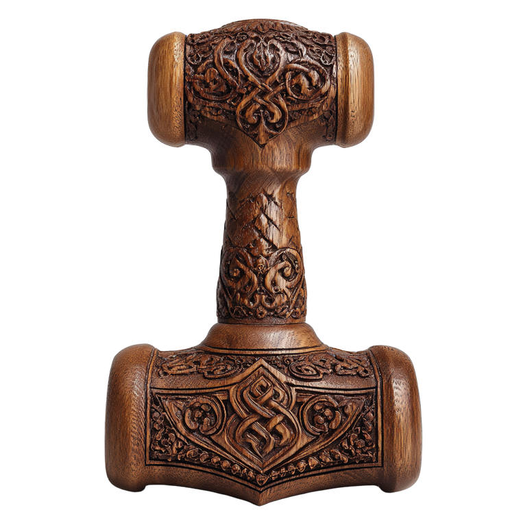 Wooden Mjolnir Hammer Vinyl Car Decal Sticker – Waterproof & UV-Resistant 3.4133333333333336"