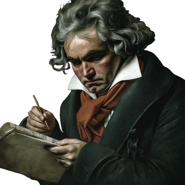 Beethoven Composing V4 Vinyl Car Decal Sticker – Waterproof & UV-Resistant 3.4133333333333336"