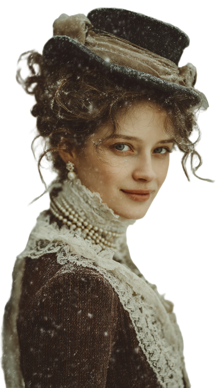 Victorian Lady Winter Vinyl Car Decal Sticker – Waterproof & UV-Resistant 9.706666666666667"