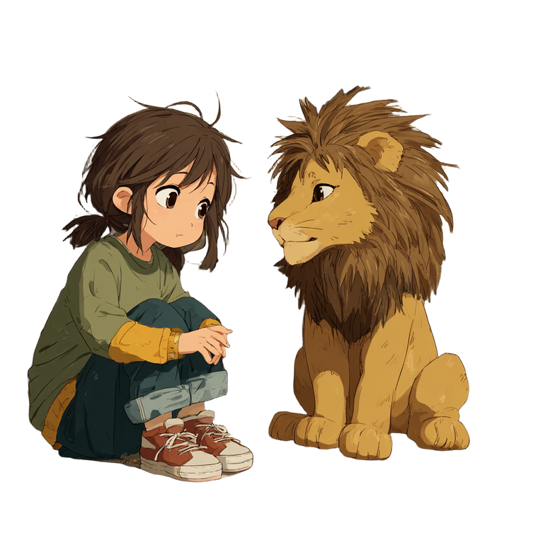 Lion And Girl Vinyl Car Decal Sticker – Waterproof & UV-Resistant 3.4133333333333336"