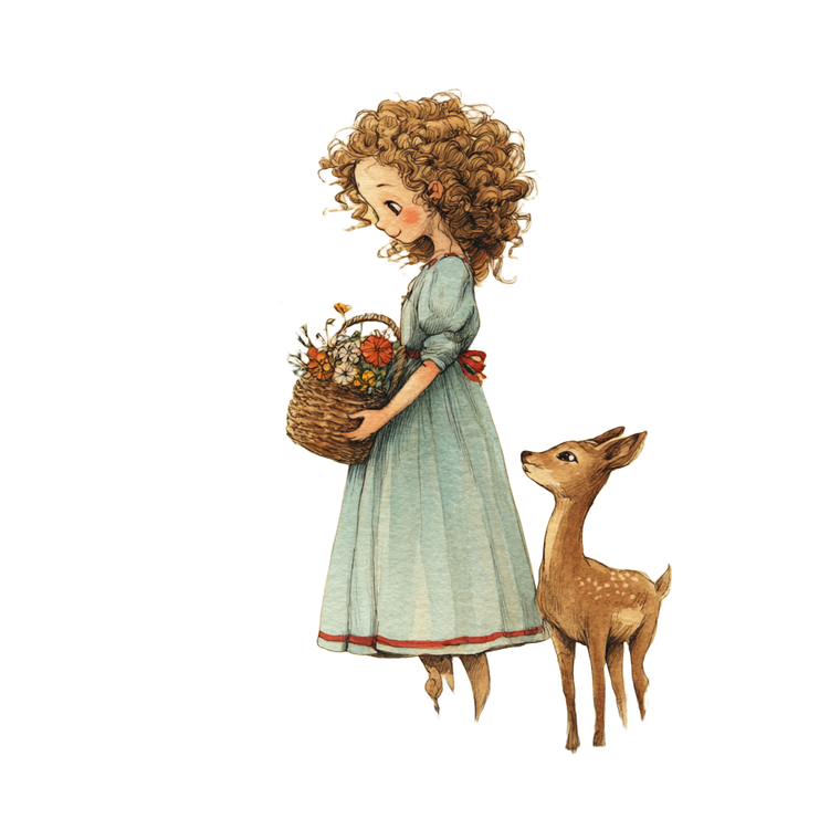 Girl With Deer V2 Vinyl Car Decal Sticker – Waterproof & UV-Resistant 3.4133333333333336"