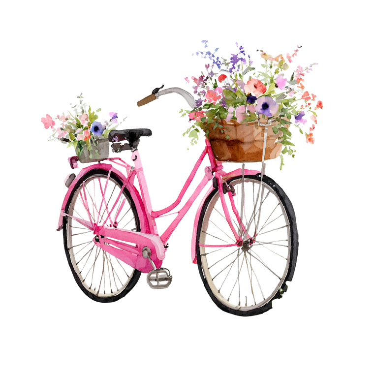 Pink Flower Bicycle Vinyl Car Decal Sticker – Waterproof & UV-Resistant 3.4133333333333336"