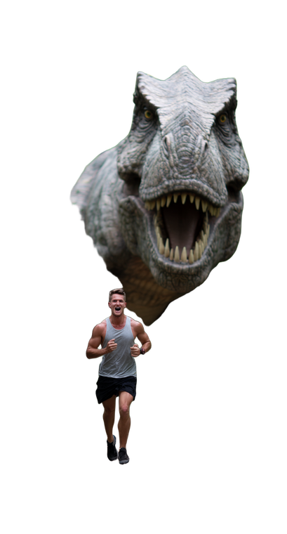 Dino Chase Runner Vinyl Car Decal Sticker – Waterproof & UV-Resistant 4.96"