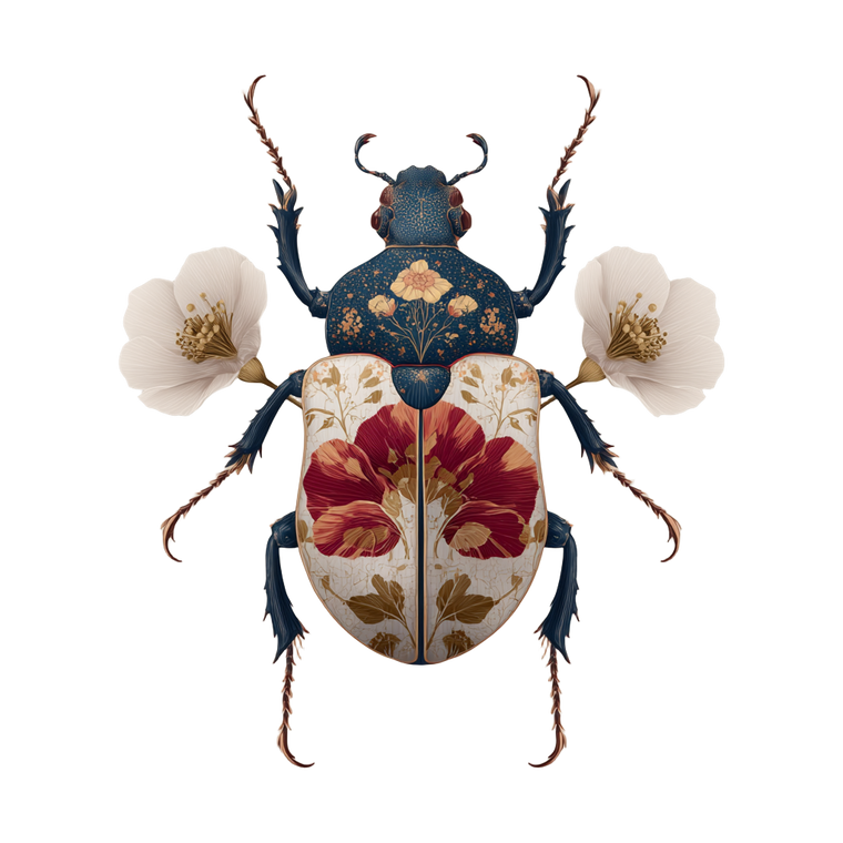 Floral Beetle Vinyl Car Decal Sticker – Waterproof & UV-Resistant 3.4133333333333336"