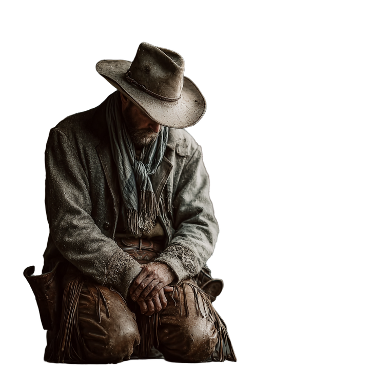 Praying Cowboy Vinyl Car Decal Sticker – Waterproof & UV-Resistant 3.4133333333333336"