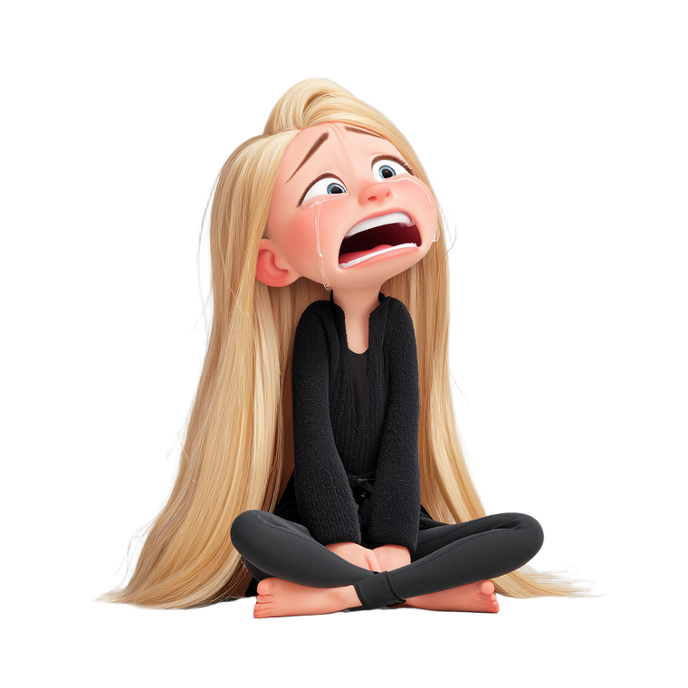 Crying Blonde Girl Vinyl Car Decal Sticker – Waterproof & UV-Resistant 3.4133333333333336"