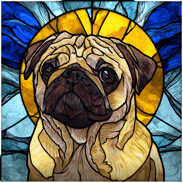 Pug Stained Glass Vinyl Car Decal Sticker – Waterproof & UV-Resistant 6.826666666666667"