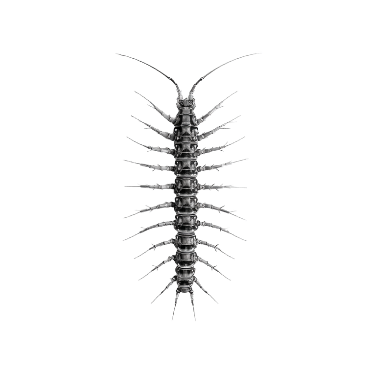 Grayscale Centipede Vinyl Car Decal Sticker – Waterproof & UV-Resistant 3.4133333333333336"