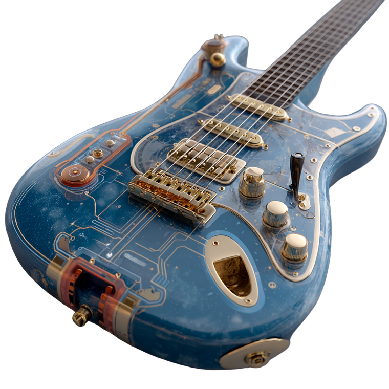 Space Travel Guitar Vinyl Car Decal Sticker – Waterproof & UV-Resistant 3.4133333333333336"