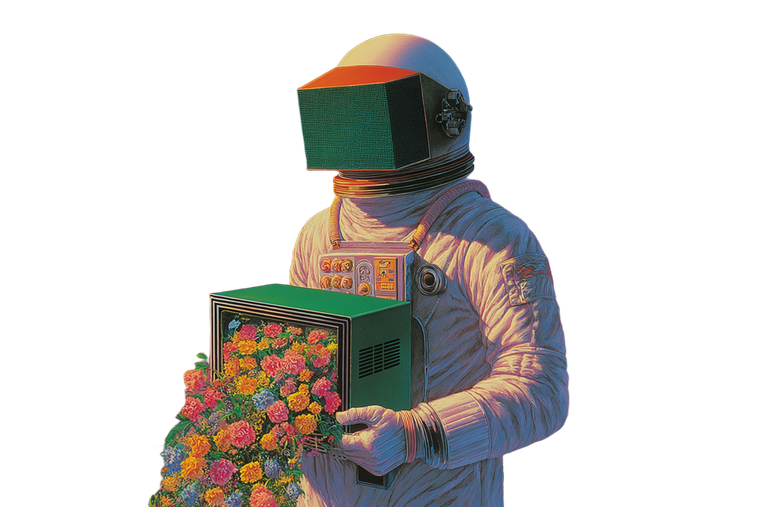 Blooming Tv Astronaut Vinyl Car Decal Sticker – Waterproof & UV-Resistant 5.97333333333333