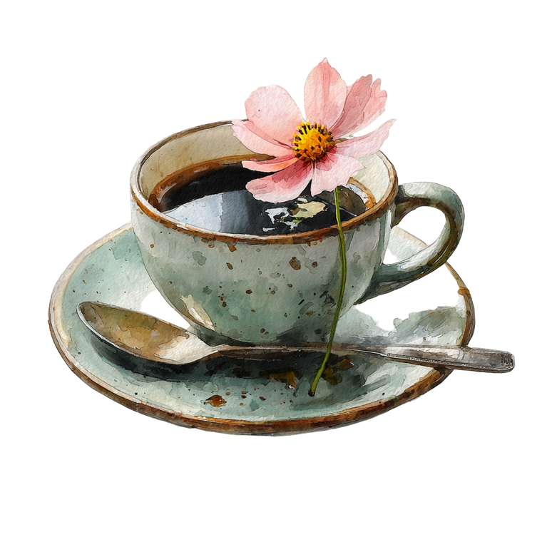 Flower Coffee Cup Vinyl Car Decal Sticker – Waterproof & UV-Resistant 3.4133333333333336"