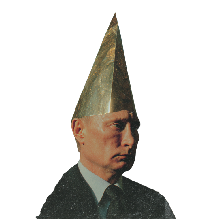 Putin In Tinfoil Vinyl Car Decal Sticker – Waterproof & UV-Resistant 3.4133333333333336"